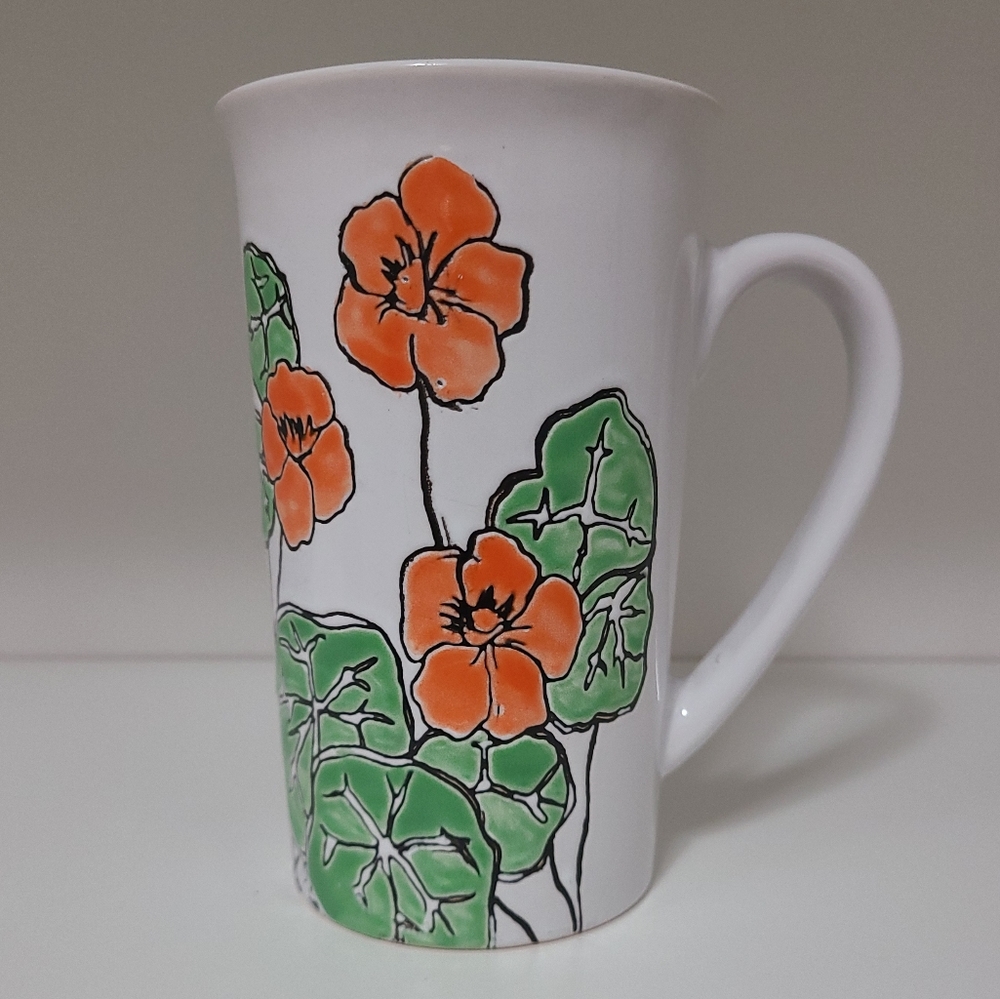 🏵Vintage Orange Botanical Tall Mug